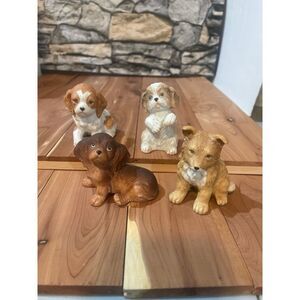 Set‎ of 4 Homco Ceramic Puppy Dogs Vintage Cottagecore Farm Figurines